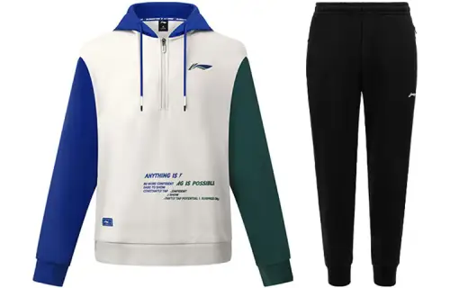 Li Ning Sweatshirt Set Unisex Glacier Gray+Black