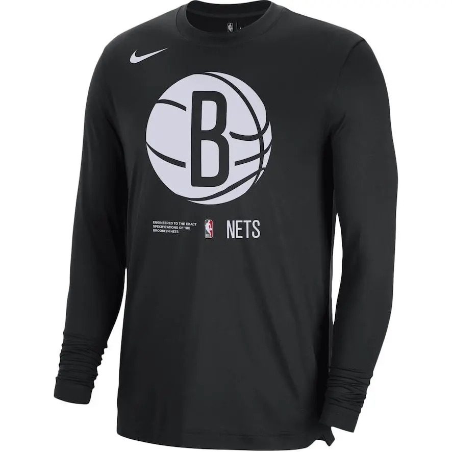 Nike Nba Brooklyn Nets Dri Fit Loose Fit Long Sleeve T shirt