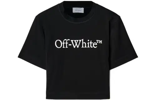 OFF-WHITE Bookish logo-print cropped T-shirt