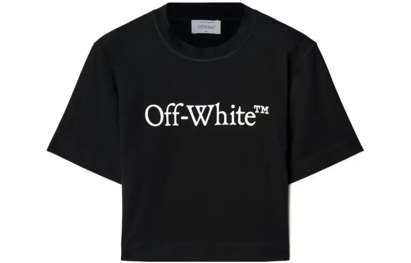 OFF-WHITE Bookish logo-print cropped T-shirt