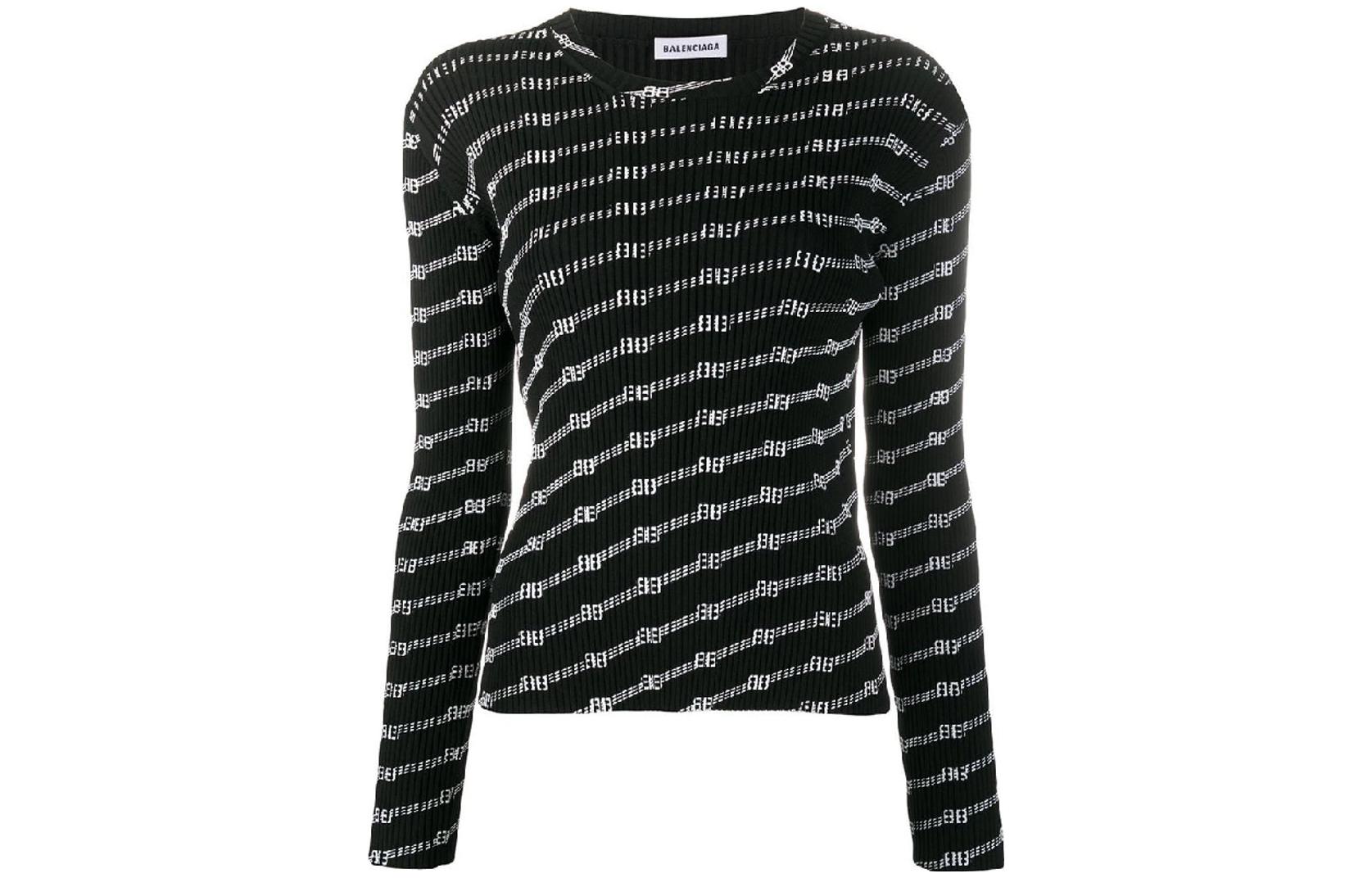 Balenciaga Sweaters Women's Black Crew Neck Moderate Base Layer