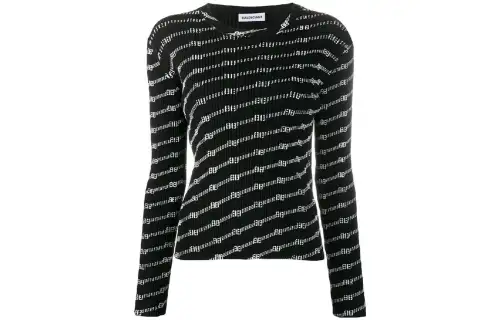 Balenciaga Sweaters Women's Black Crew Neck Moderate Base Layer