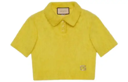 GUCCI Logo Embellished Cropped Polo Sweater