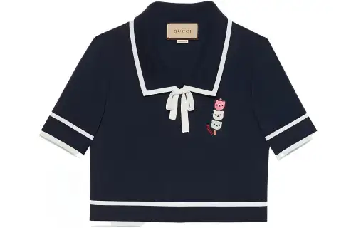 GUCCI T Shirts Women's Blue Lapel Moderate