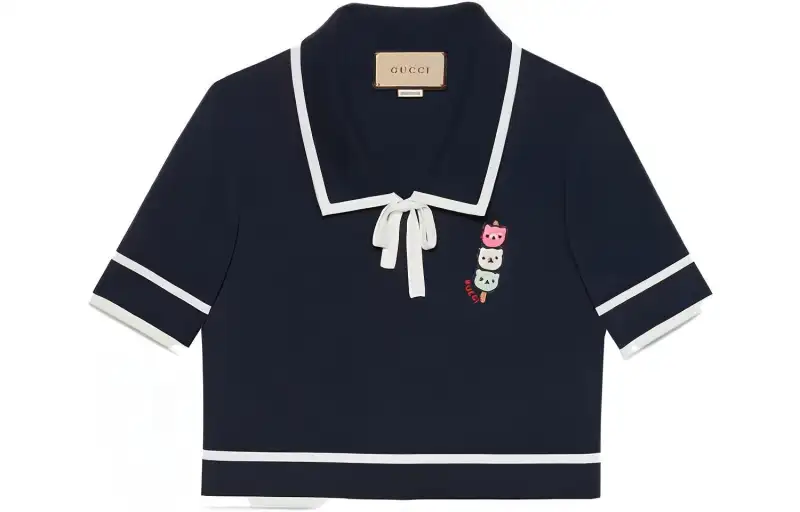 GUCCI T Shirts Women's Blue Lapel Moderate