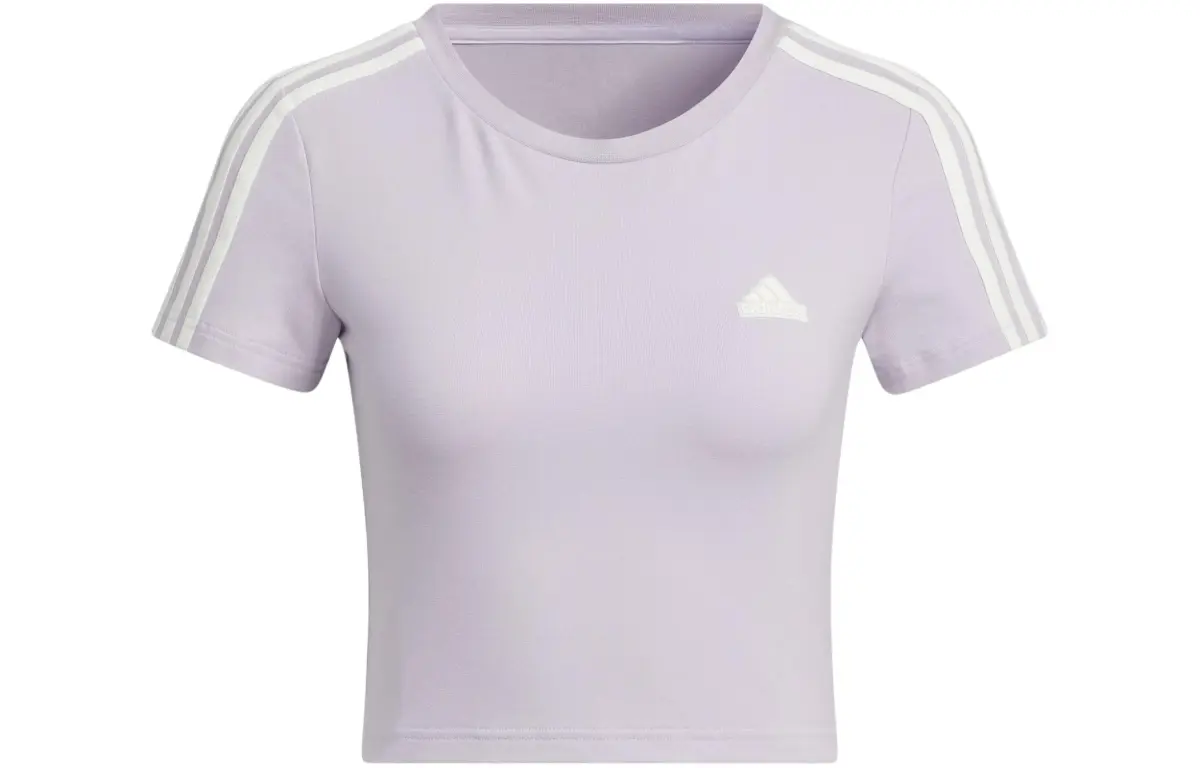 Adidas Set in Sleeve T Shirt Women's Silver Purple