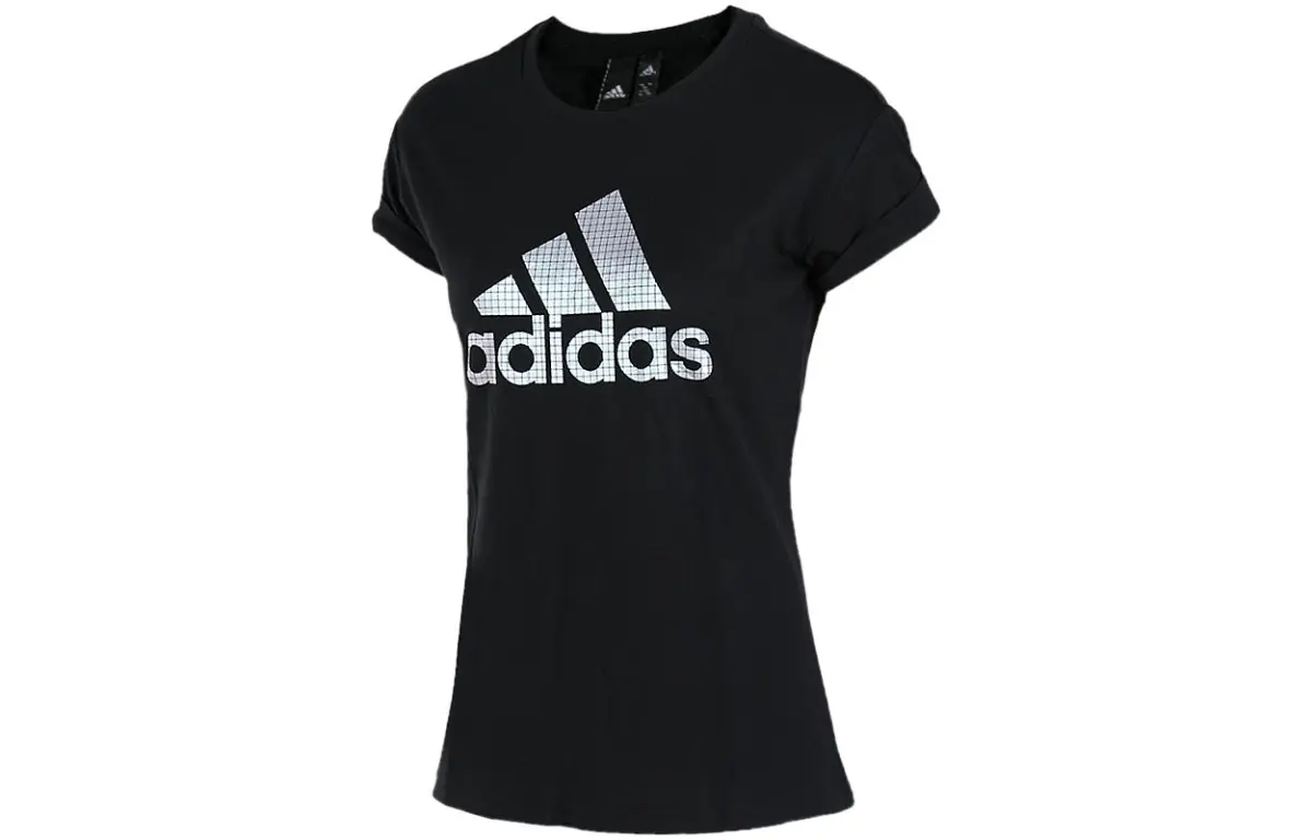 Adidas T-Shirts Women's Black Crew Neck Moderate Straight Fit