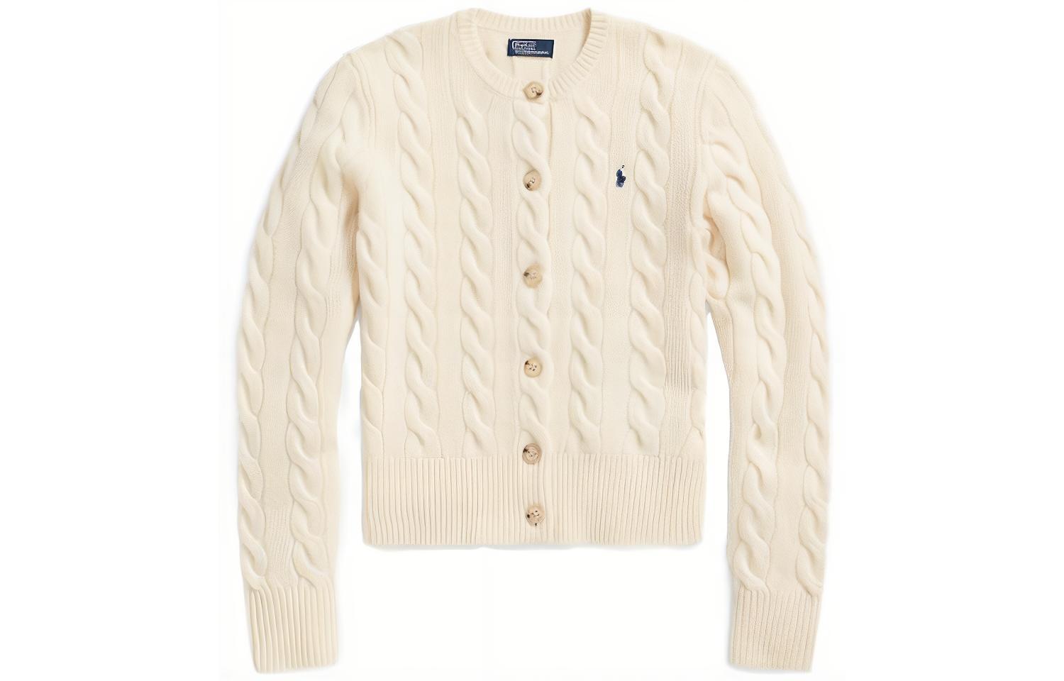 Polo Ralph Lauren Woolen cashmere pony, knitted long-sleeve with a round collar, sweater, with embroidery, slim fit