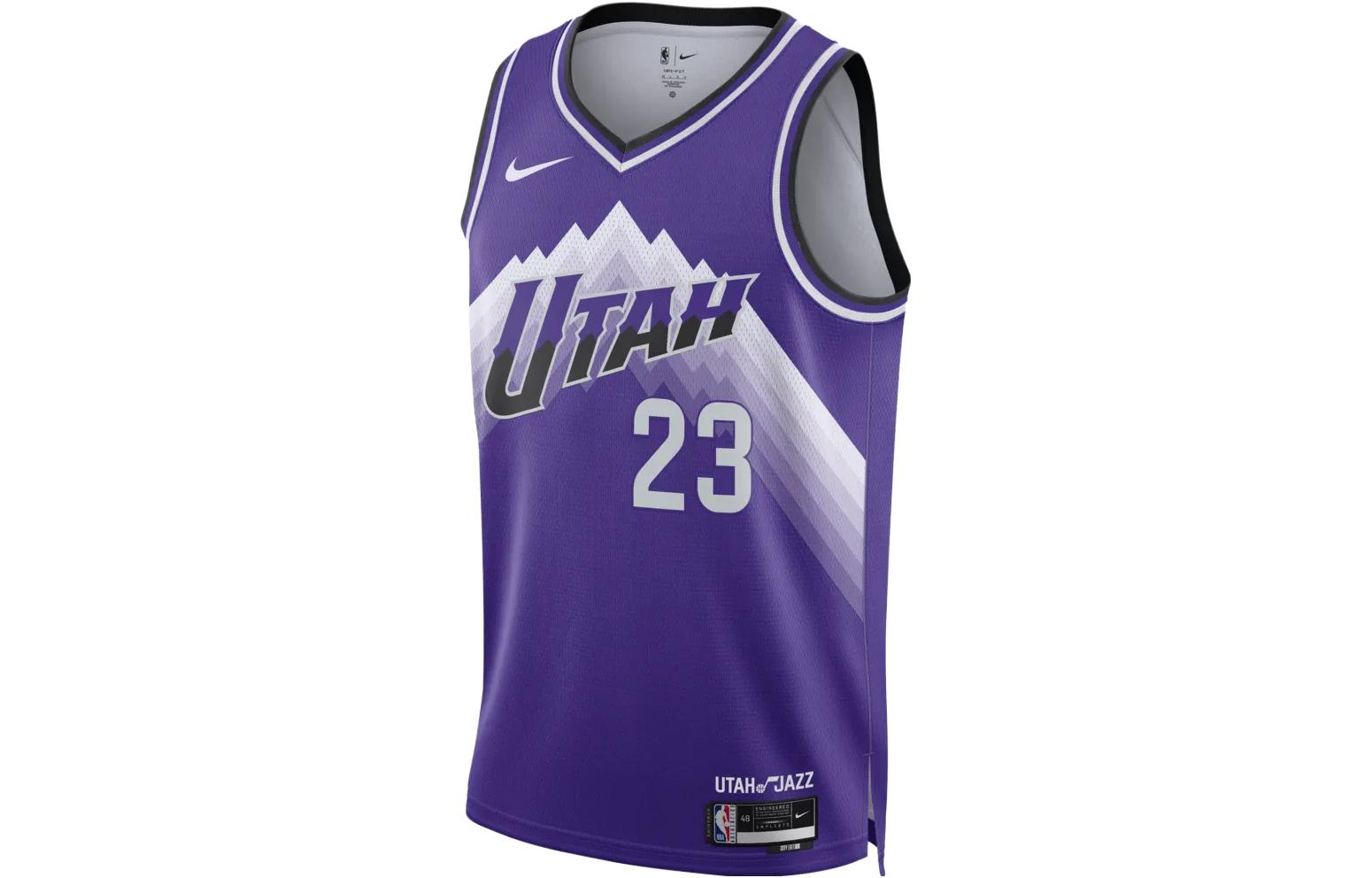 Nike Dri-Fit NBA Swingman Jersey Alphanumeric Printed Basketball Vest City Edition 2023/24 Season Utah Jazz Markkanen No. 23 Men's Universal Purple
