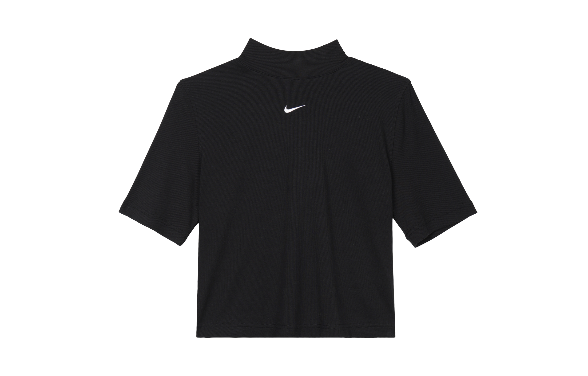 Nike Sportswear Essentials Collection Solid Color Logo High Neck T-Shirt Cropped Top Women's Black