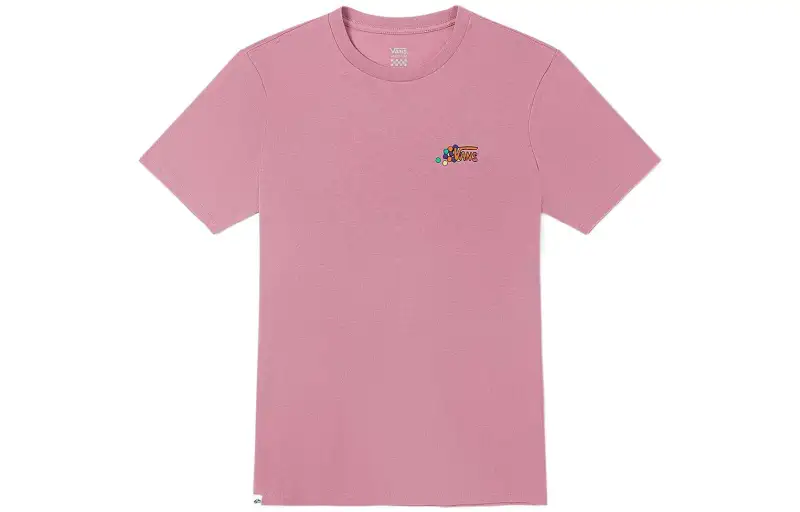 Vans T Shirts Women's Pink Crew Neck Moderate Straight Fit