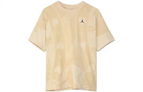 Jordan T Shirts Women's Beige Yellow Crew Neck Moderate Straight Fit