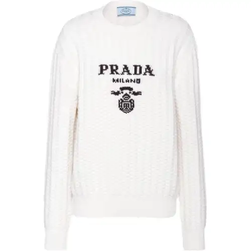 PRADA Sweaters Women's White Crew Neck Moderate Other