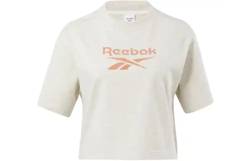Reebok CL PF BIG LOGO CROP TEE T Shirt Women's White