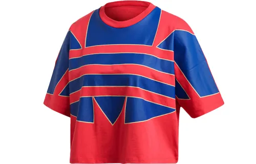 Adidas Originals T Shirts Women's Red Blue Multicolor Crew Neck Moderate