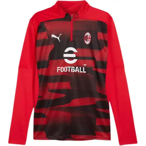 PUMA Puma AC Milan AC Milan 2024-25 pre-match 1/4 comfortable casual quick-drying sweat-absorbent long-sleeved football shirt men's red/black