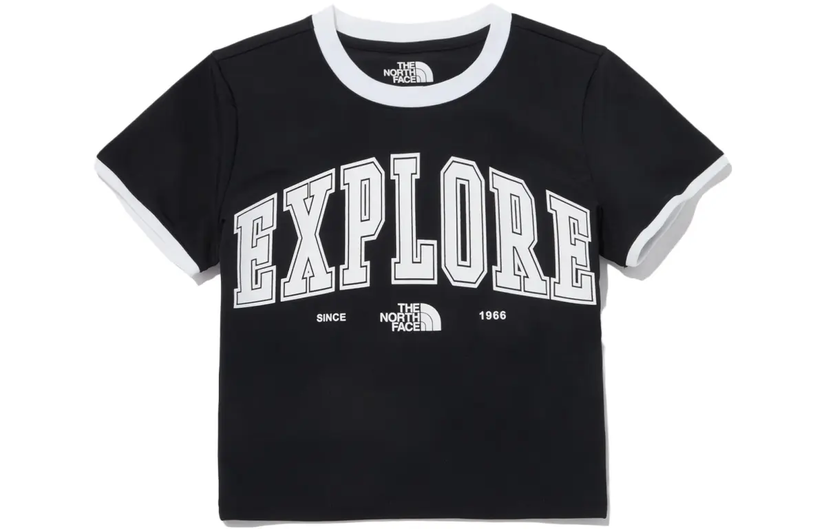 THE NORTH FACE Crop Tops Women's Black Crew Neck Moderate