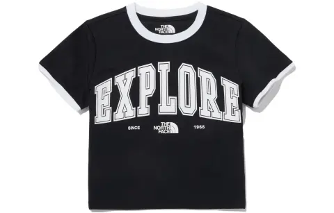 THE NORTH FACE Crop Tops Women's Black Crew Neck Moderate