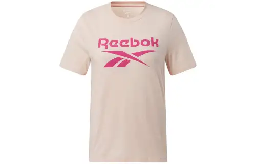 Reebok T Shirts Women's Pink Crew Neck Moderate Straight Fit