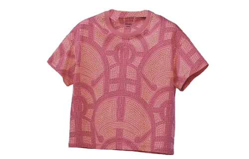 HERMES T Shirts Women's Pink Crew Neck