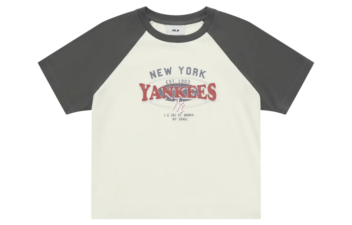MLB Preppy Style Collection New York Yankees SS25 T Shirt Women's Cream