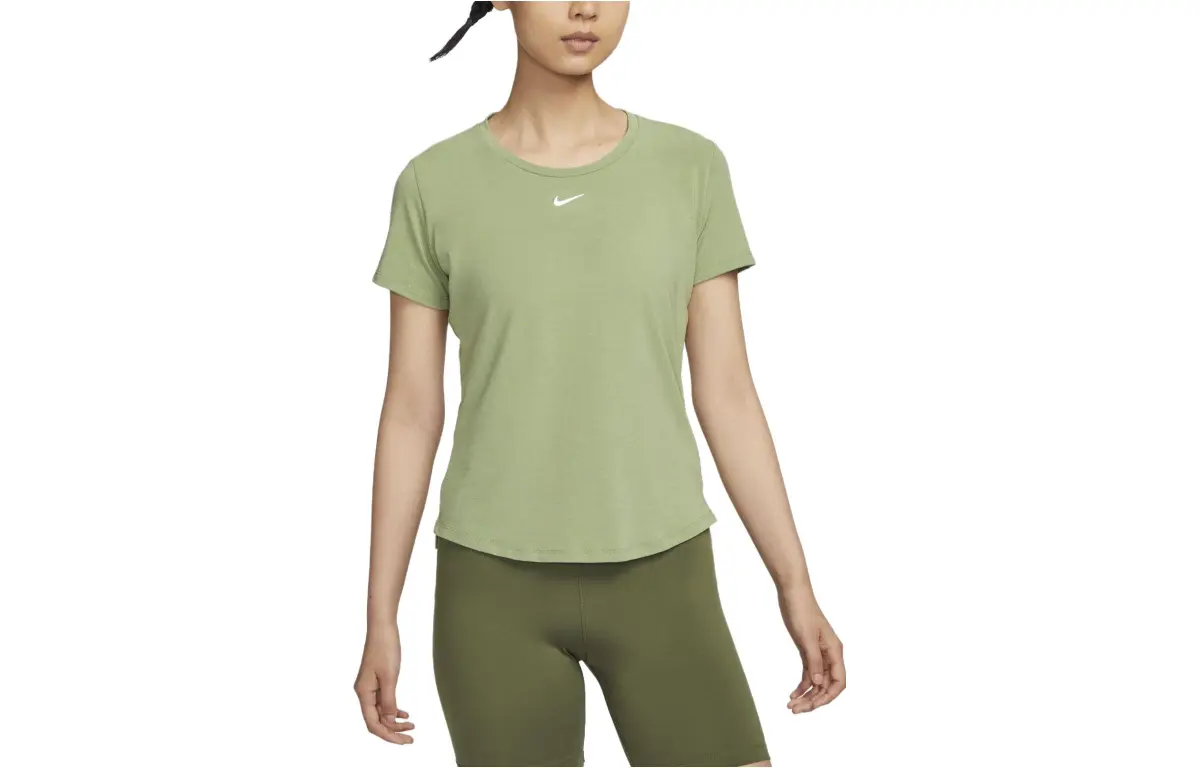 Nike T-Shirts Women's Oil Green Crew Neck Moderate Straight Fit