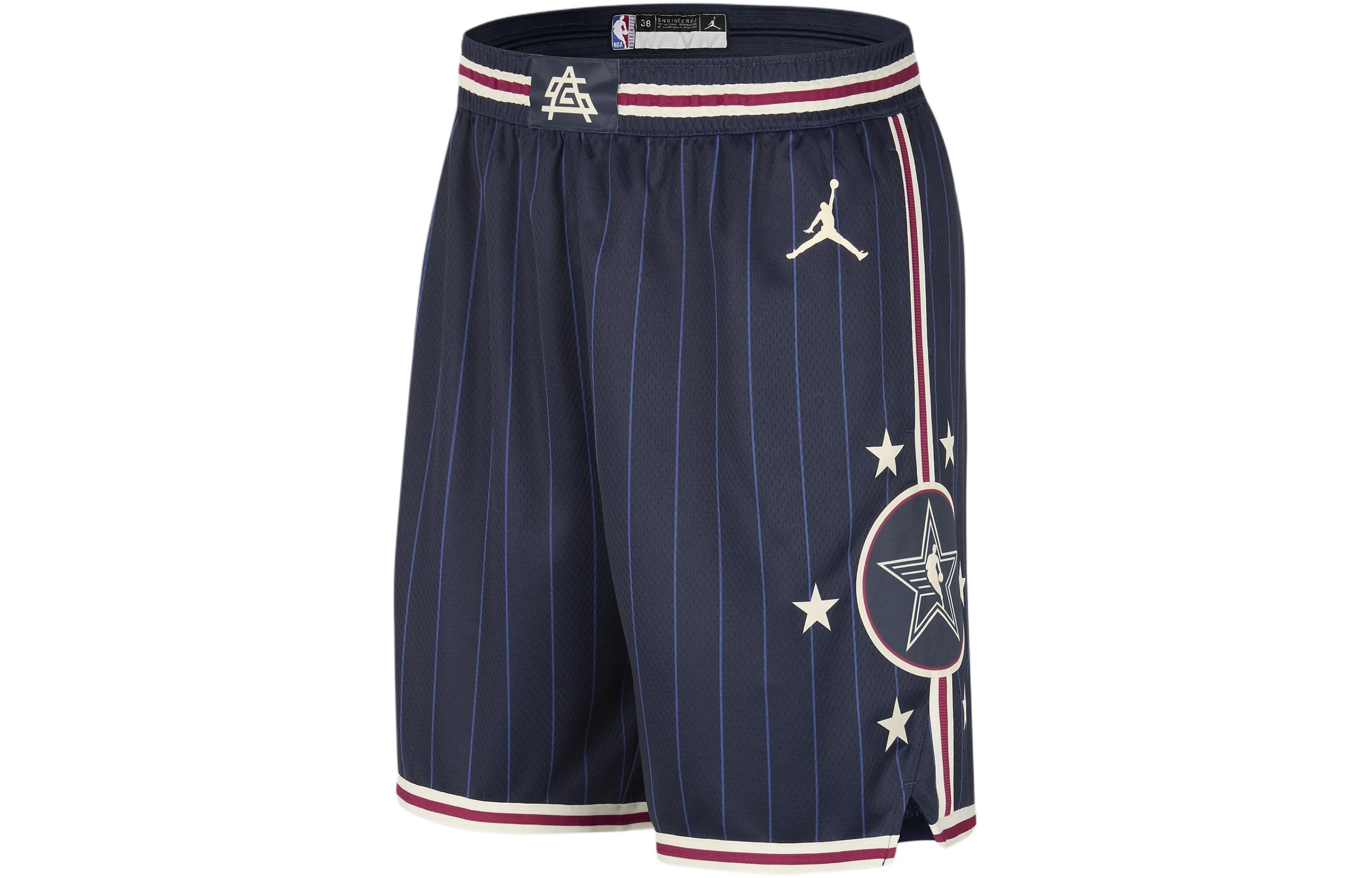 Nike SS24 NBA All-Star Series SW Fan Edition Retro Vertical Stripe Double-sided Knitted Mesh Basketball Pants Men's Navy Blue