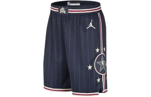 Nike SS24 NBA All-Star Series SW Fan Edition Retro Vertical Stripe Double-sided Knitted Mesh Basketball Pants Men's Navy Blue