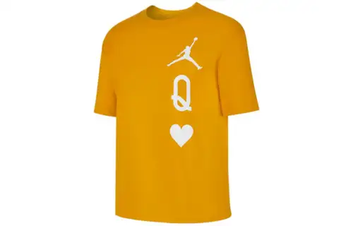 Jordan T Shirts Women's Yellow Crew Neck Moderate Straight Fit