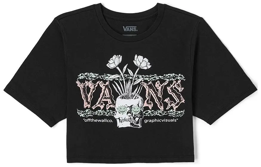 Vans T-Shirts Women's Black Crew Neck Moderate Straight Fit