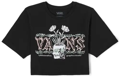 Vans T Shirts Women's Black Crew Neck Moderate Straight Fit