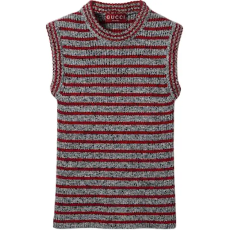 GUCCI Tank Top Women's Gray Red