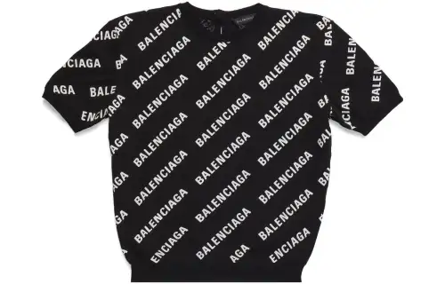Balenciaga Crop Tops Women's Black Crew Neck Moderate