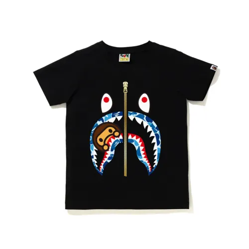 A BATHING APE Shark Series T Shirts Women's Crew Neck Moderate Straight Fit