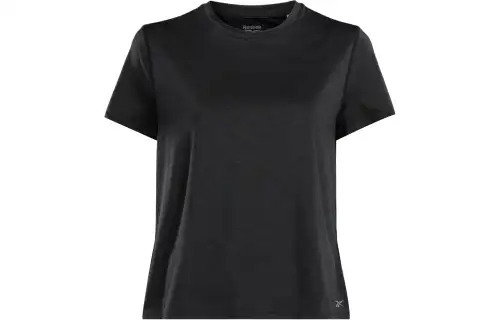 Reebok T Shirts Women's Black Crew Neck Moderate Straight Fit