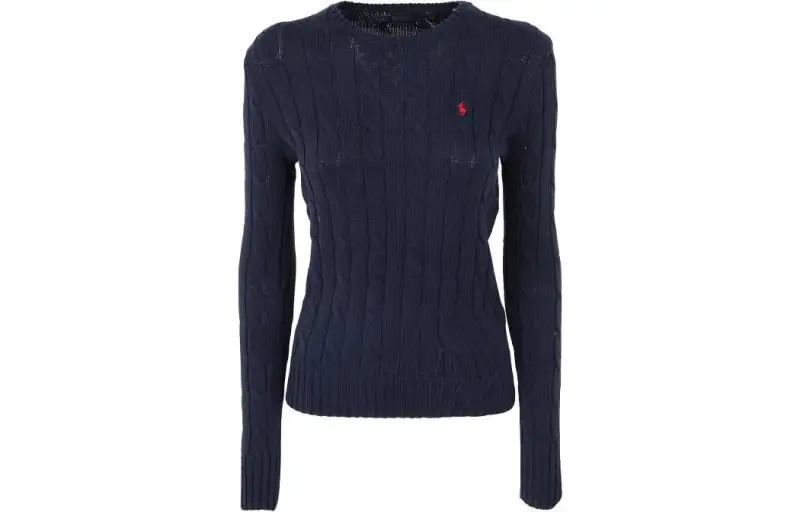 Polo Ralph Lauren Pony, long-sleeve with a round collar, classic blue sweater, with embroidery