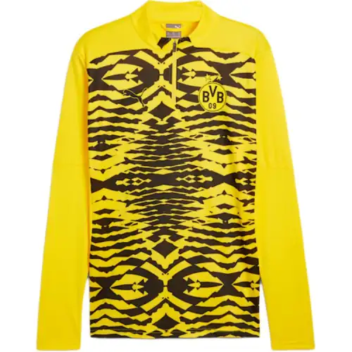 PUMA Borussia Dortmund Pre Match Quarter Zip Top Soccer Jersey Men's Yellow Black
