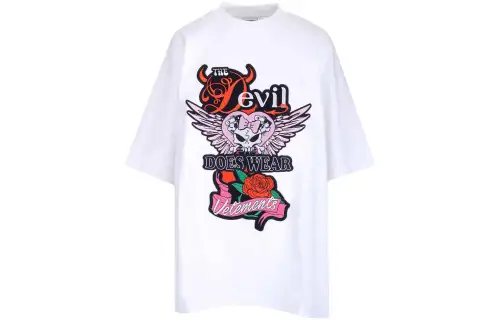 Vetements Devil Wears Vetements Patched T Shirt 'White'