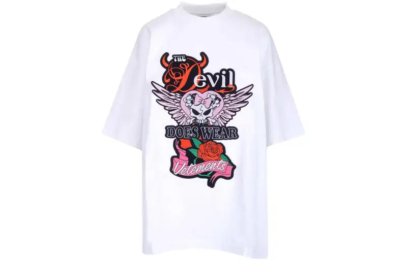 Vetements Devil Wears Vetements Patched T Shirt 'White'
