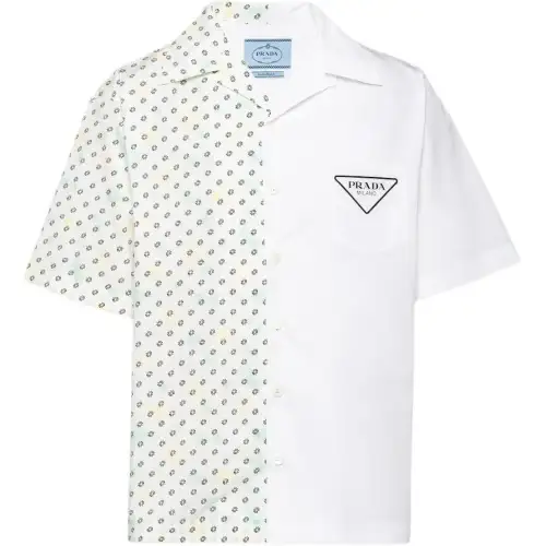PRADA Shirts Men's White Lapel Moderate