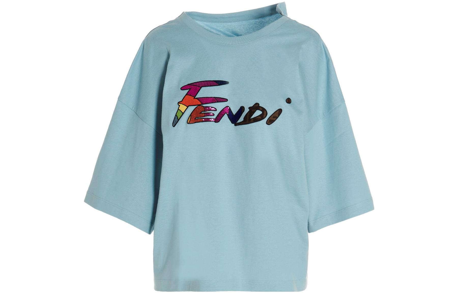 Женская футболка Fendi SS22 (голубая)