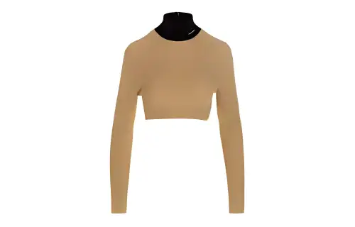 PRADA Crop Tops Women's Gold Turtleneck Moderate