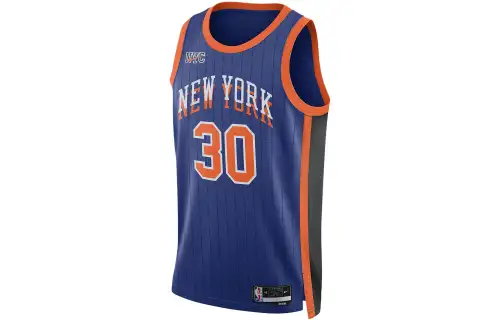 Nike Dri-Fit Alphanumeric Print Colorblock Basketball Vest City Edition 2023/24 Season New York Knicks Julius Randle No. 30 Men's Dark Blue