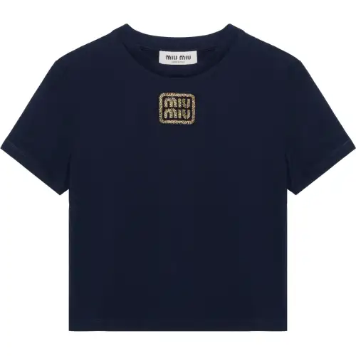 MIU MIU Logo-appliqué Cropped T-shirt