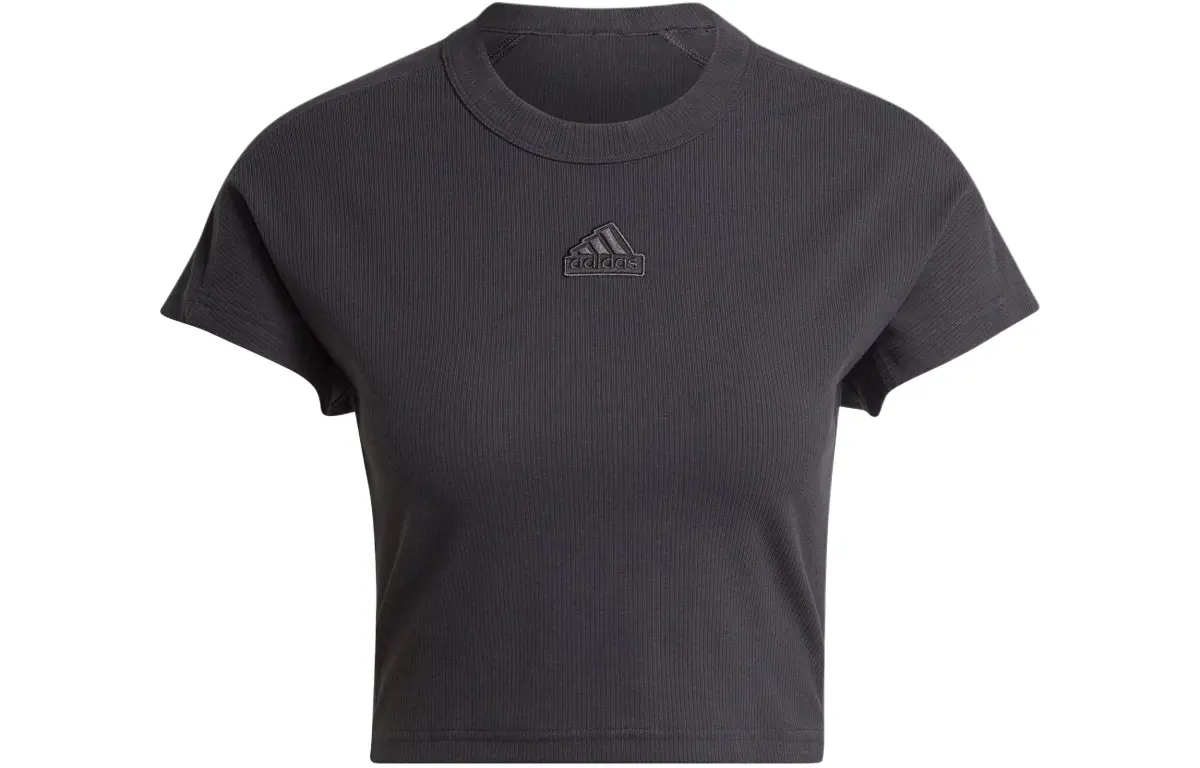 Adidas T-Shirts Women's Black Crew Neck Moderate Nipped-in Waist