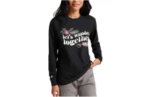 Converse Let's Wander Together Long Sleeve T Shirt T Shirt Women's Black