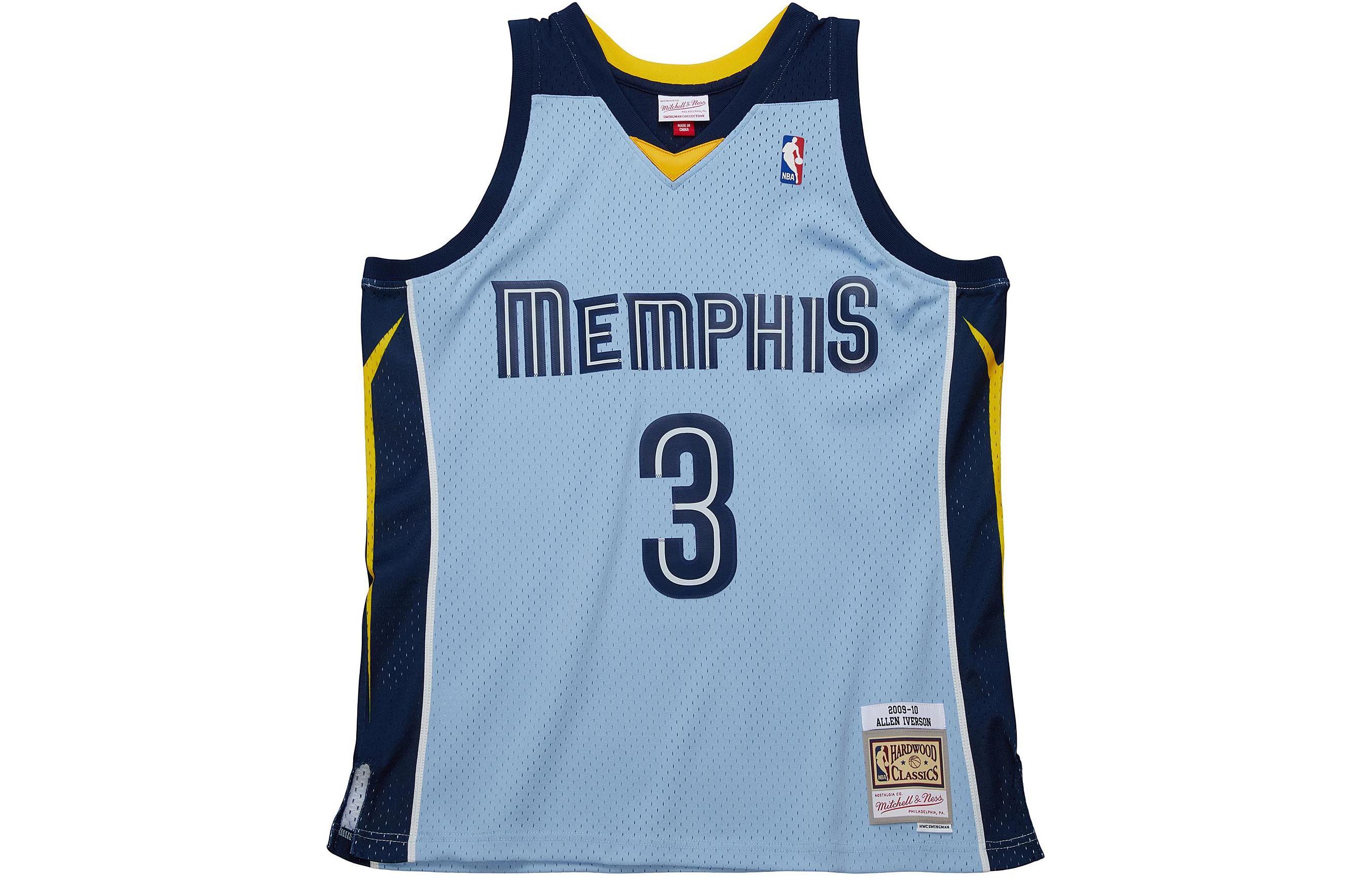 Mitchell Ness Basketball Jersey SW Fan Edition Iverson 2009 10 Season Memphis Grizzlies, Iverson Size 3 Men’s Blue
