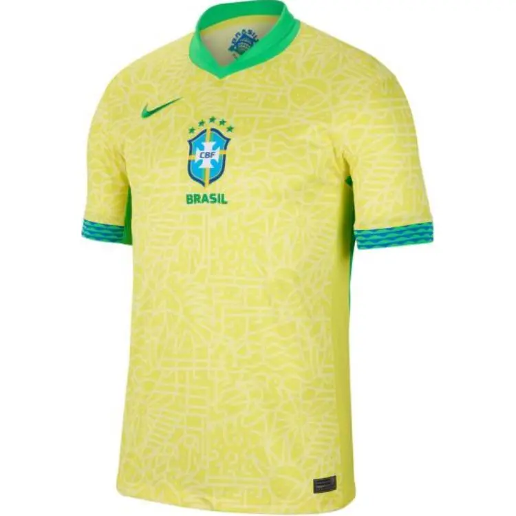 Nike Brazil National Team Brazil Stadium Home Soccer Jersey Fan Edition Men's Lemon