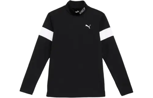 PUMA Golf Slogan Golf Clothing Men's Black Stand Collar Moderate