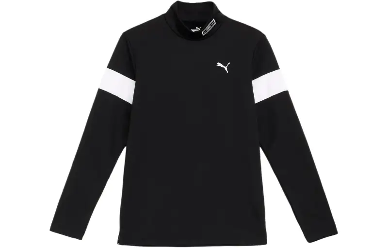 PUMA Golf Slogan Golf Clothing Men's Black Stand Collar Moderate